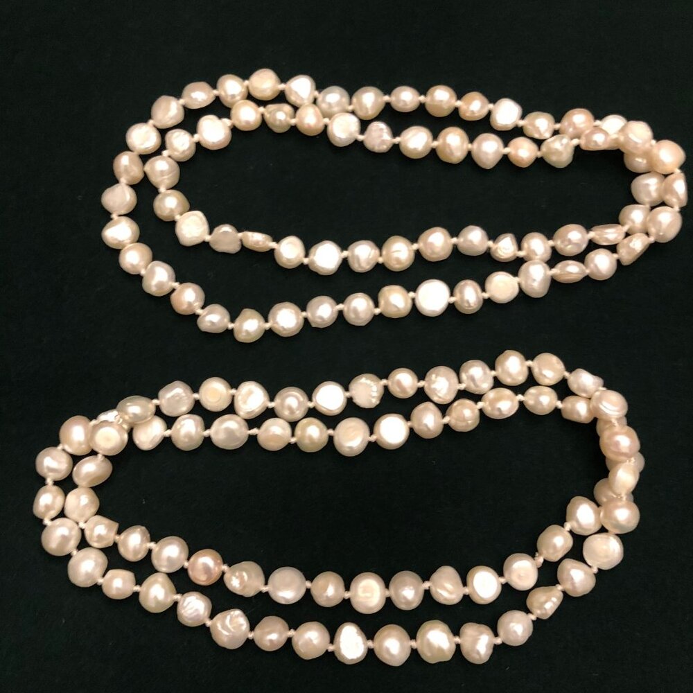 7-8MM White Cultured Freshwater Pearl Strand 24 inch Necklace Set